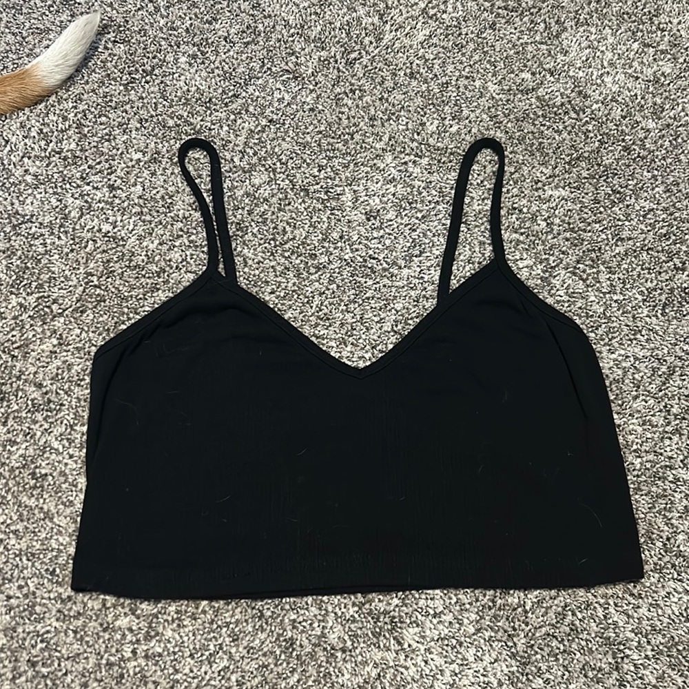 Ribbed black crop tank
